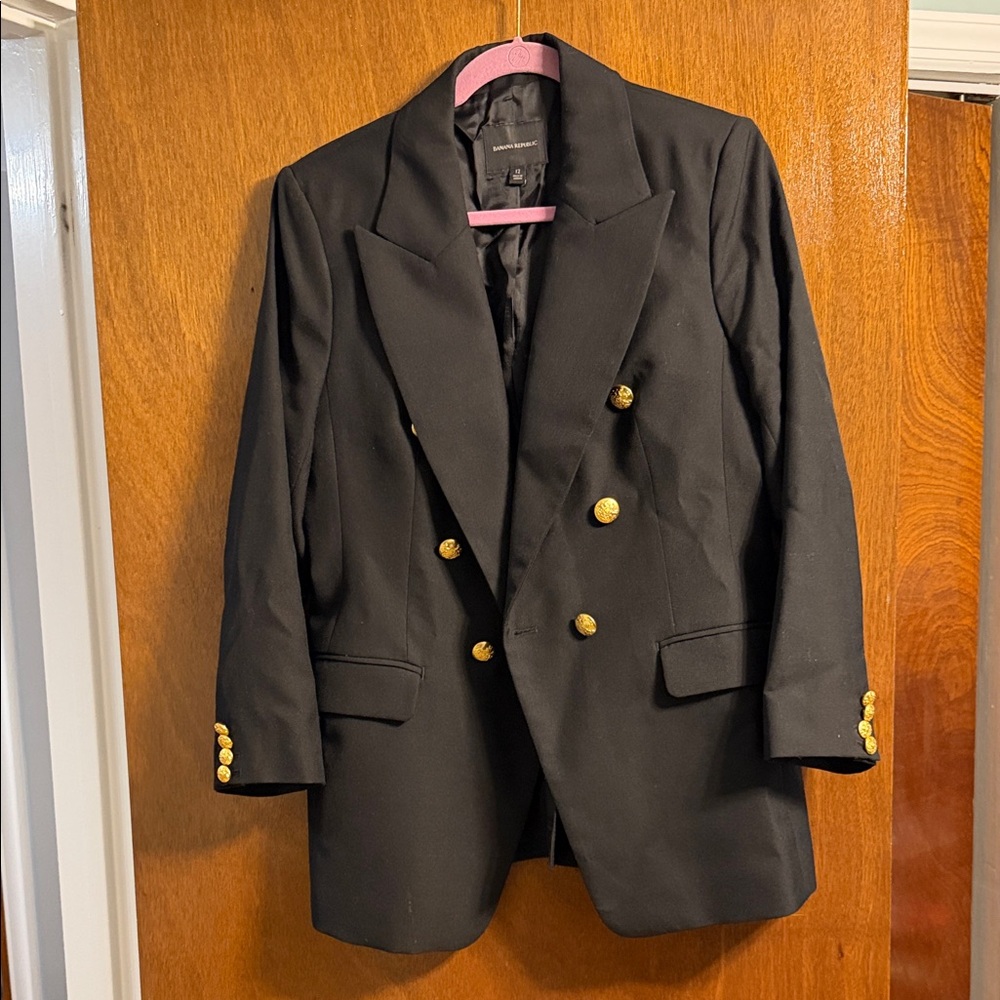 Banana Republic Black Blazer with Gold Lettering